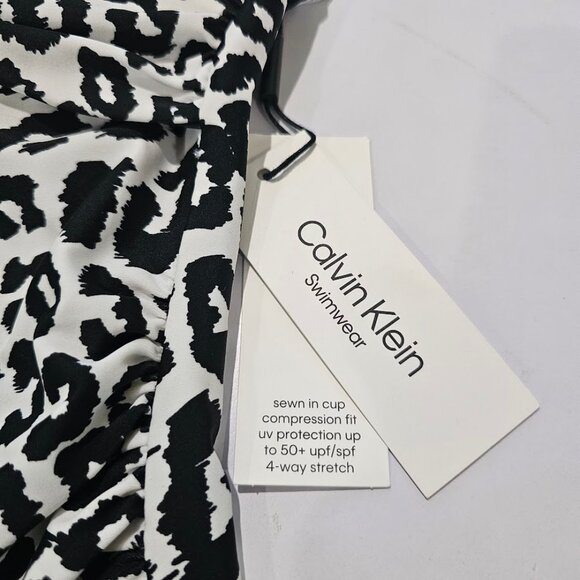 Calvin Klein Twist Tummy Control One-Piece Leopard Print - Picture 7 of 14